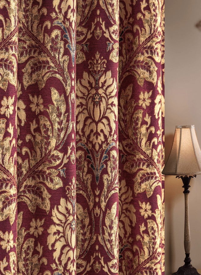 Loom and Mill Luxury Jacquard Curtains for Bedroom, Burgundy Red Lined Damask Curtains 2 Panels with Tiebacks, Floral Window Curtain for Living Room Banquet Christmas Decor(52”Wx 108”L, 2 Panels) - Image 5