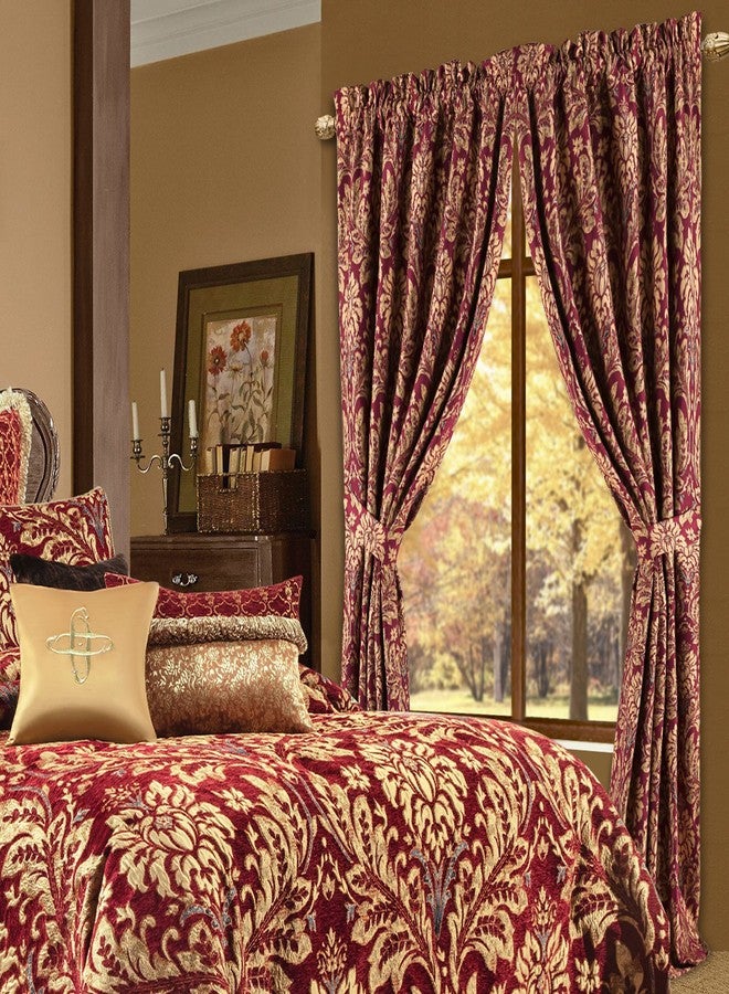 Loom and Mill Luxury Jacquard Curtains for Bedroom, Burgundy Red Lined Damask Curtains 2 Panels with Tiebacks, Floral Window Curtain for Living Room Banquet Christmas Decor(52”Wx 108”L, 2 Panels) - Image 2