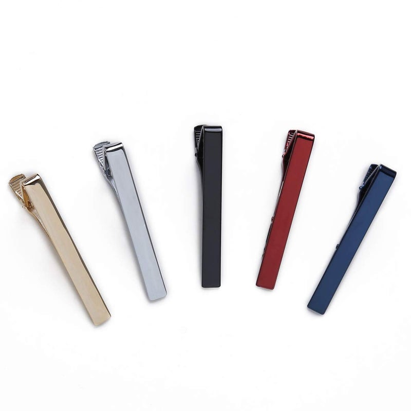 QIMOSHI 5 Pcs Tie Clips for men Tie Bar Clip Set for Regular Ties Necktie Wedding Business Tie Pin Clips - Image 2