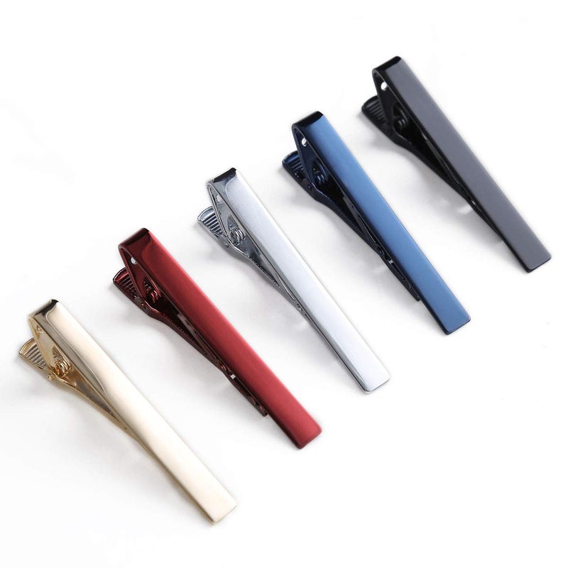 QIMOSHI 5 Pcs Tie Clips for men Tie Bar Clip Set for Regular Ties Necktie Wedding Business Tie Pin Clips - Image 3
