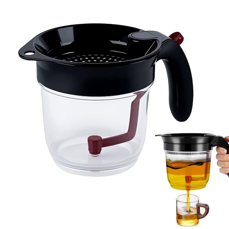 Fat Separator With Bottom Release 1000ml Oil Strainer Measuring Cup For Gravy And Soup Black - Image 2