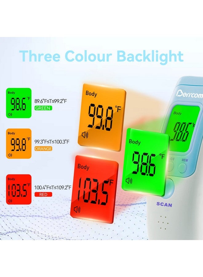 بيركوم ميزان حرارة جبين من Berrcom للبالغين والأطفال، ميزان حرارة بالأشعة تحت الحمراء بدون تلامس للأجسام والغرف، ميزان حرارة رقمي بدون لمس مع تنبيه بالحمى - Image 2