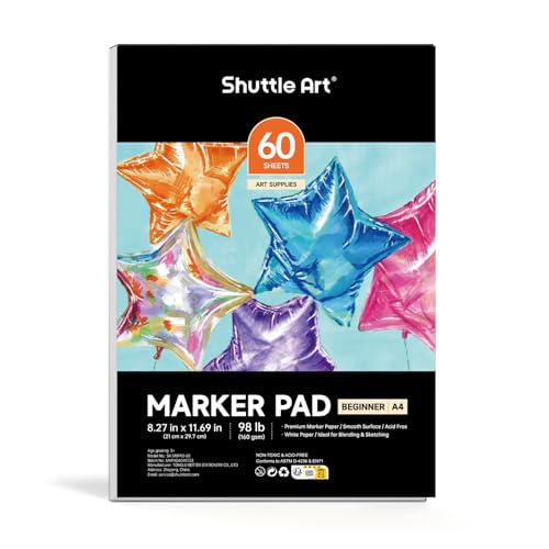 Shuttle Art Marker Pad1169x827 Portable A4 Sketchbook 60 Sheets Drawing Paper 98LB160GSM Smooth Surface Bleedproof Art Paper GlueBound Great for Beginners to Draw Paint Sketch - Image 1