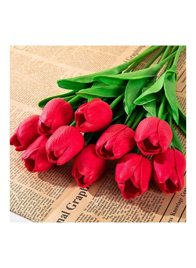 NIBEMINENT 20-Piece Artificial Tulip Flower Red 33x3.5cm - Image 3