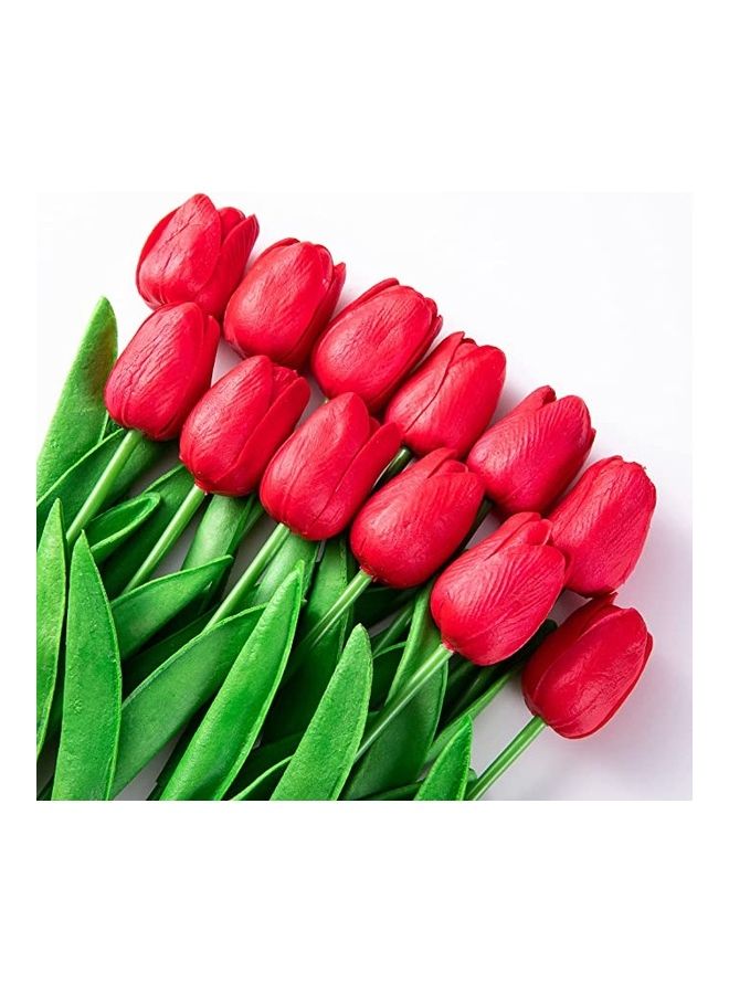 NIBEMINENT 20-Piece Artificial Tulip Flower Red 33x3.5cm - Image 4