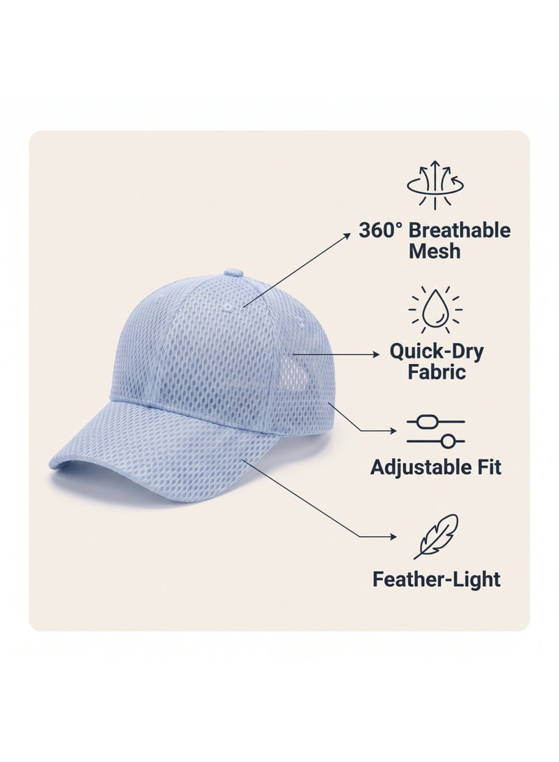 IceZone Light Blue Breathable Mesh Baseball Cap with Adjustable Fit - Image 1