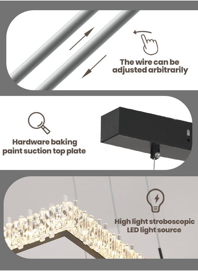 YATAI LIGHTING - Modern LED Rectangular 2 Tier Pendant Light with Remote Control, Dimmable 3000k-6000k Ceiling Dining Room Pendant Light, LED Chandelier for Living Room, Kitchen, Bedroom - Image 1