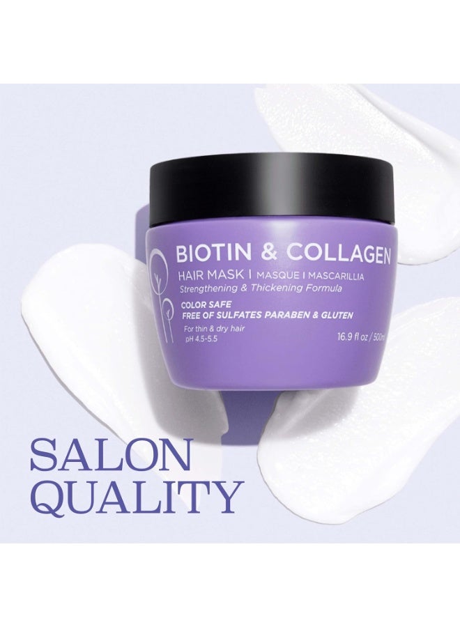 L LUSETA قناع شعر لوسيتا بيوتين كولاجين للشعر الجاف والتالف 16.9 أونصة، علاج تقوية وتكثيف، علاج عميق لترطيب الشعر - Image 3