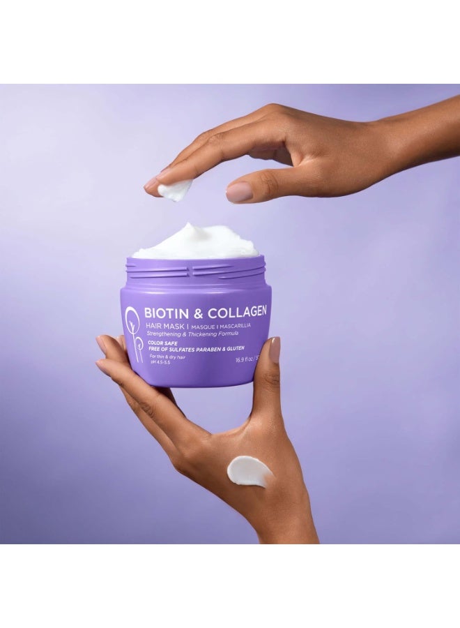 L LUSETA قناع شعر لوسيتا بيوتين كولاجين للشعر الجاف والتالف 16.9 أونصة، علاج تقوية وتكثيف، علاج عميق لترطيب الشعر - Image 2
