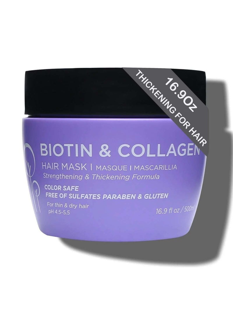 Luseta Luseta Biotin Collagen Hair Mask for Dry & Damaged Hair 16.9 Oz, Strengthening & Thickening Treatment for Hair Growth, Deep Conditioning Hair Treatment  - Image 1