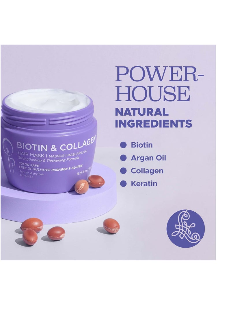 Luseta Luseta Biotin Collagen Hair Mask for Dry & Damaged Hair 16.9 Oz, Strengthening & Thickening Treatment for Hair Growth, Deep Conditioning Hair Treatment  - Image 3