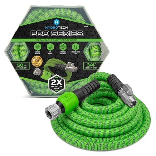 HydroTech 50 ft Expandable Garden Hose - Pro Series, 2x Max Flow, 3/4" No-Kink Flexibility, Lightweight Hose for Lawn, Garden, Car Washing, Deck and Patio Cleaning - Image 1