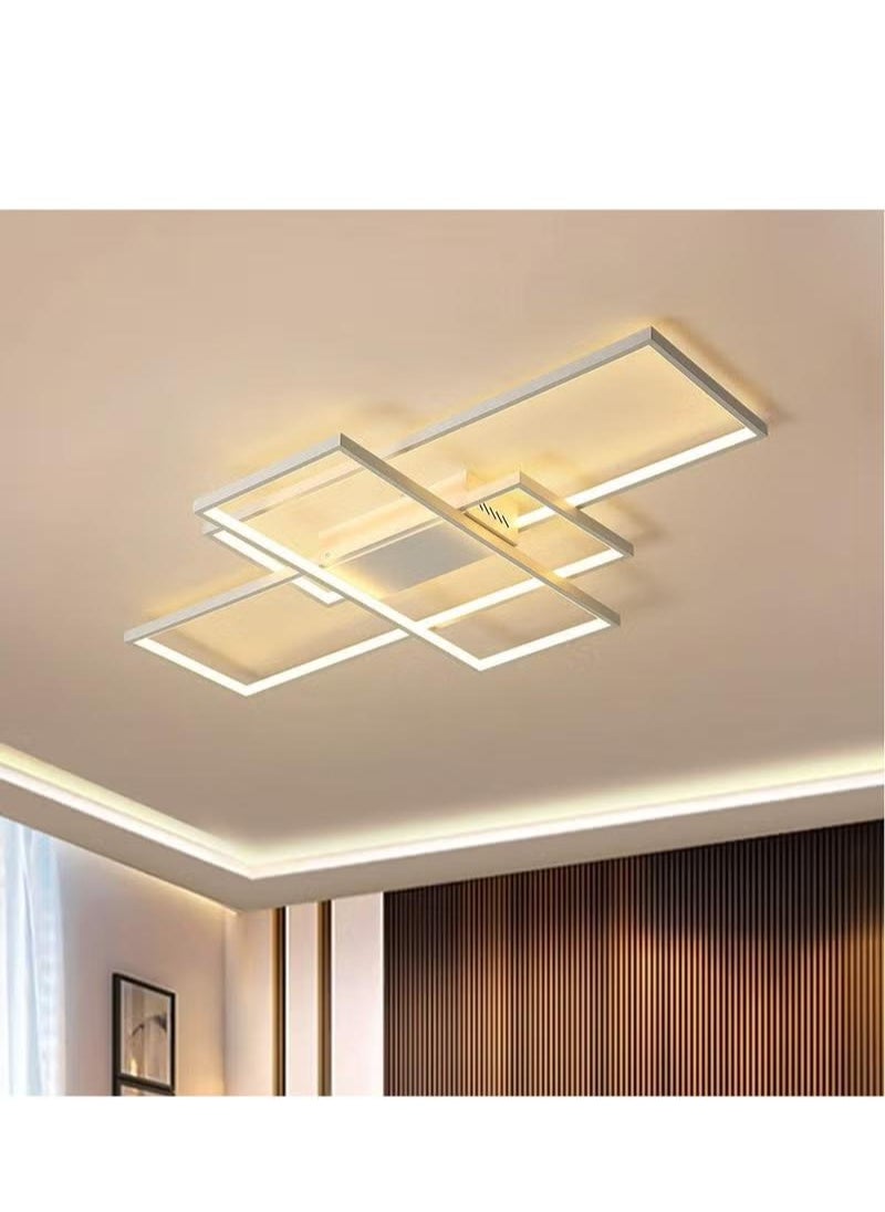 XiuWoo - Dimmable Ceiling Light Modern LED Chandelier with Remote Control 50W 3 Layer Square Ceiling Lamp, white - Image 1