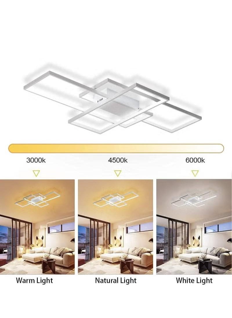 XiuWoo - Dimmable Ceiling Light Modern LED Chandelier with Remote Control 50W 3 Layer Square Ceiling Lamp, white - Image 1