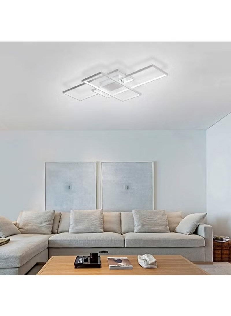 XiuWoo - Dimmable Ceiling Light Modern LED Chandelier with Remote Control 50W 3 Layer Square Ceiling Lamp, white - Image 1