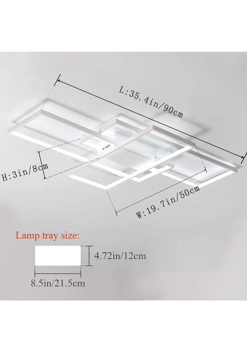 XiuWoo - Dimmable Ceiling Light Modern LED Chandelier with Remote Control 50W 3 Layer Square Ceiling Lamp, white - Image 1