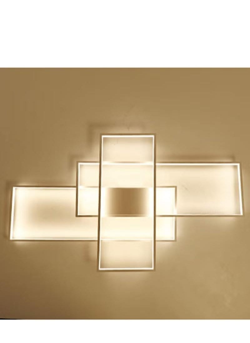 XiuWoo - Dimmable Ceiling Light Modern LED Chandelier with Remote Control 50W 3 Layer Square Ceiling Lamp, white - Image 1
