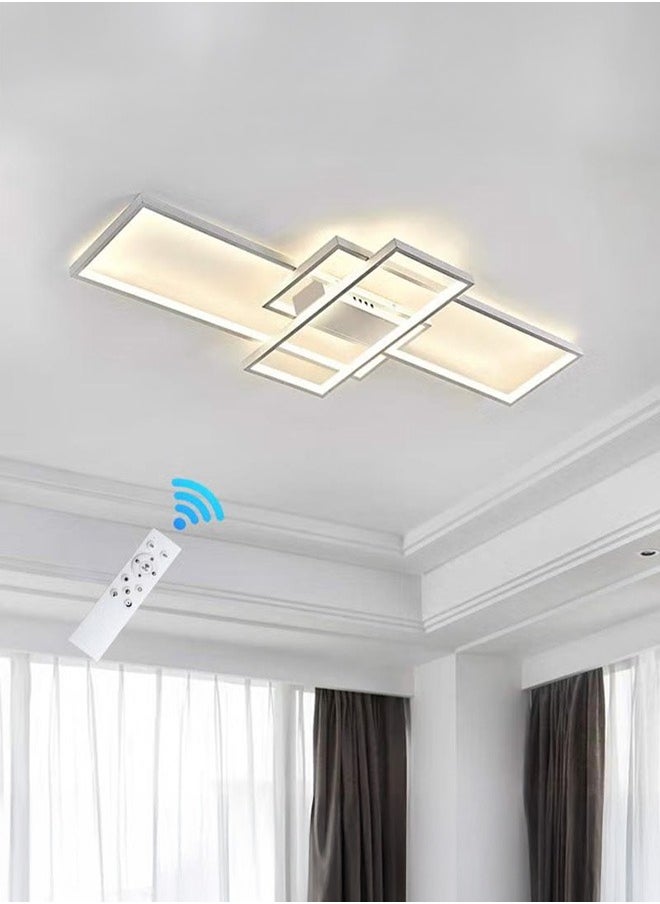 XiuWoo - Dimmable Ceiling Light Modern LED Chandelier with Remote Control 50W 3 Layer Square Ceiling Lamp, white - Image 1