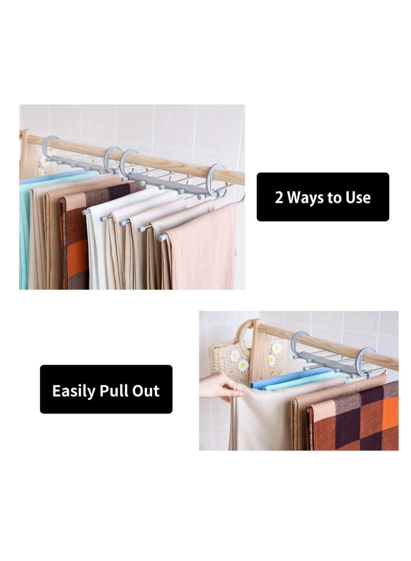 ECVV ECVV 5 in 1 Foldable Hangers, 5 In 1 Stainless Steel MultiLayer Multifunction Magic Pants Rack, 5in1 Pants Hangers, Magic Pants Hangers, Pants Hangers Space Saving  - Image 2