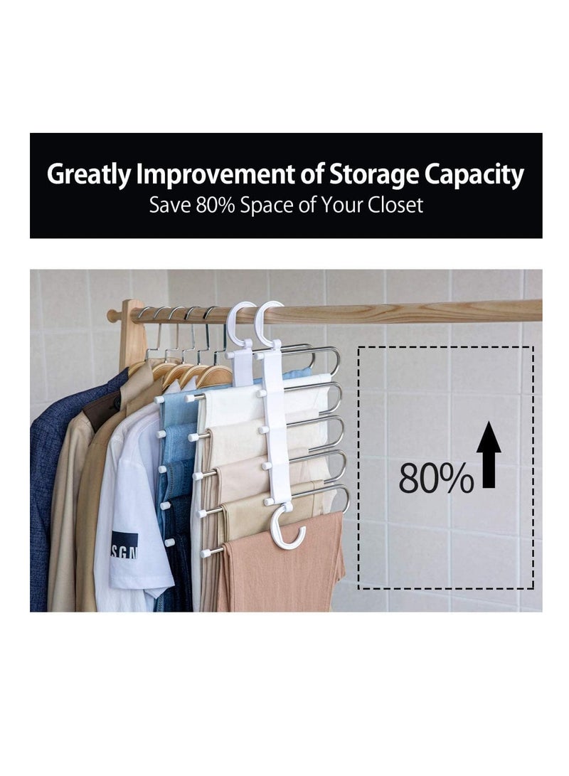 ECVV ECVV 5 in 1 Foldable Hangers, 5 In 1 Stainless Steel MultiLayer Multifunction Magic Pants Rack, 5in1 Pants Hangers, Magic Pants Hangers, Pants Hangers Space Saving  - Image 3