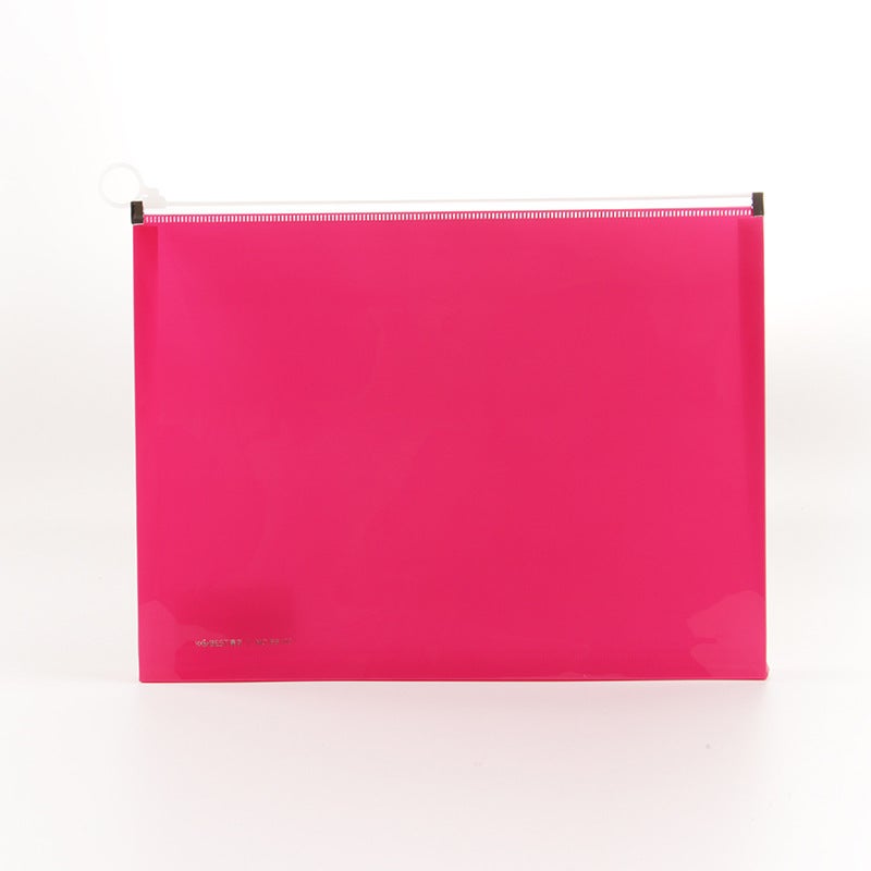 Generic KOBEST A4 Clear Document Bag A5 Zippered Office File Pouch A4-Red-E8100 (Pack of 12) 