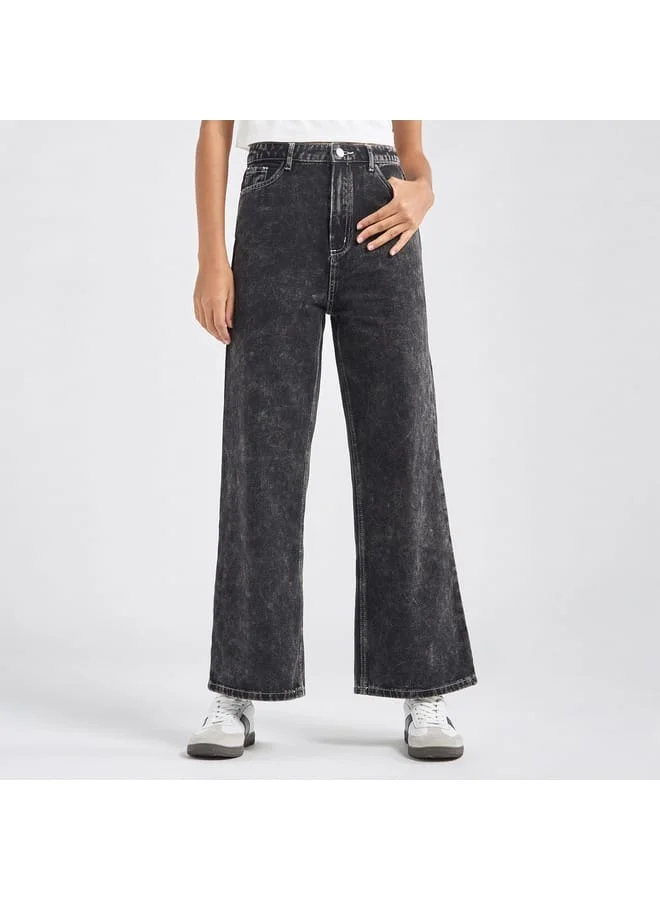 Splash FAV Solid Wide Leg Jeans with Pockets