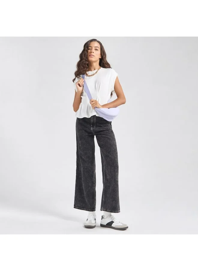 FAV Solid Wide Leg Jeans with Pockets
