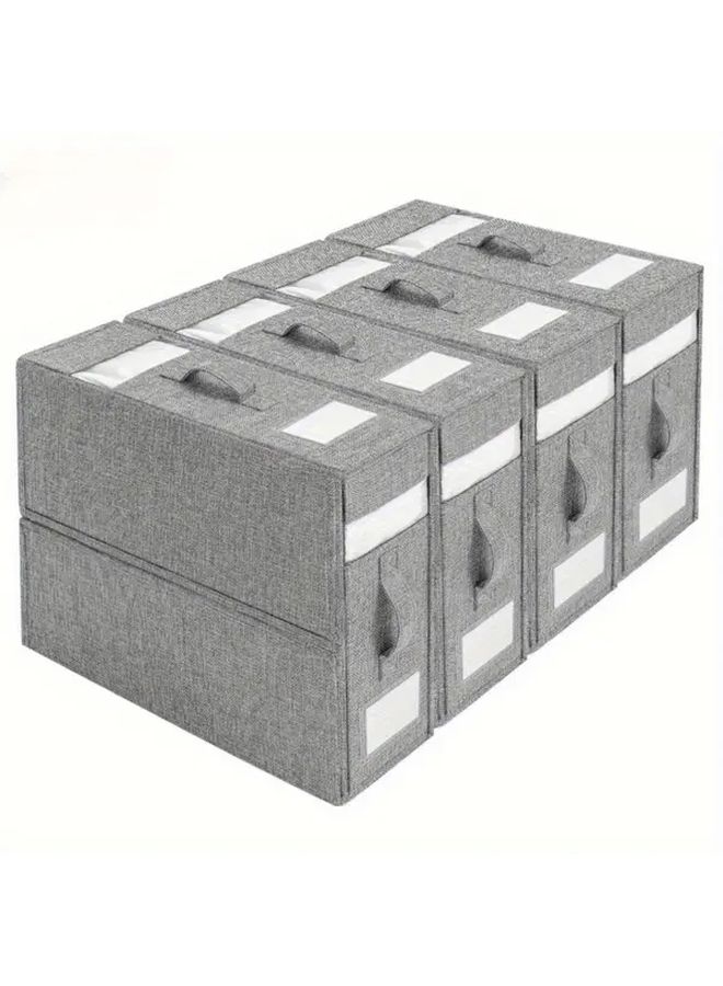 Grey Fabric Storage Box Set With Flip Top For Blankets Duvets And Linens - Image 5