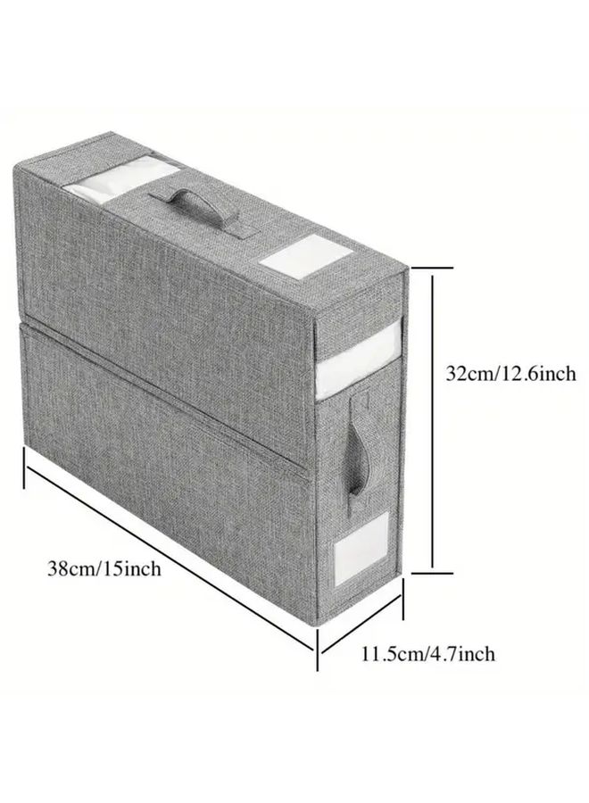 Grey Fabric Storage Box Set With Flip Top For Blankets Duvets And Linens - Image 4