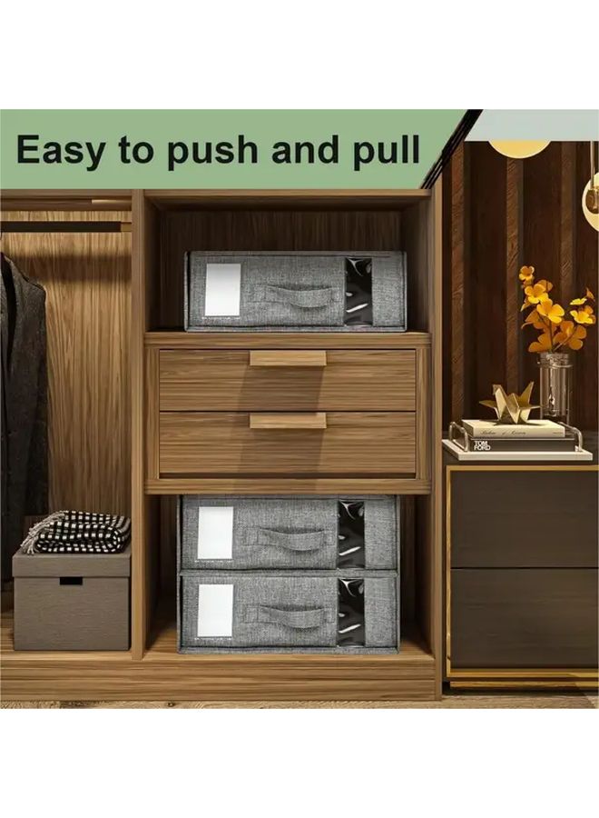 Grey Fabric Storage Box Set With Flip Top For Blankets Duvets And Linens - Image 2