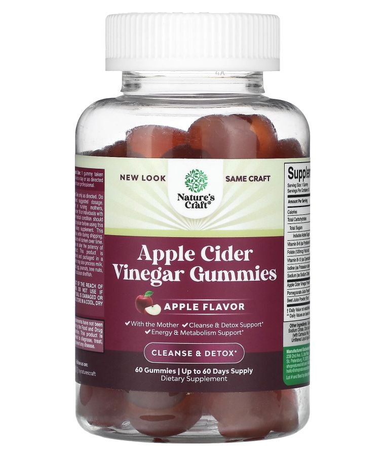 Nature's Craft Apple Cider Vinegar Gummies 60 Gummies