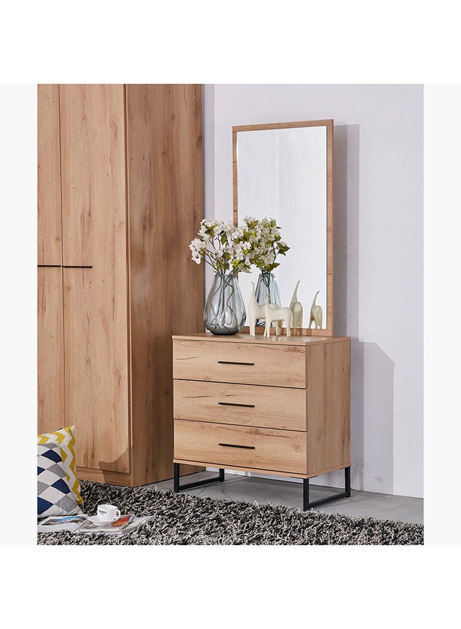 Home Box Urban 3-Drawer Young Dresser | Dressing Table | Vanity Table | Makeup Table Without Mirror Brown 39.6x78x79 cm  - Image 1