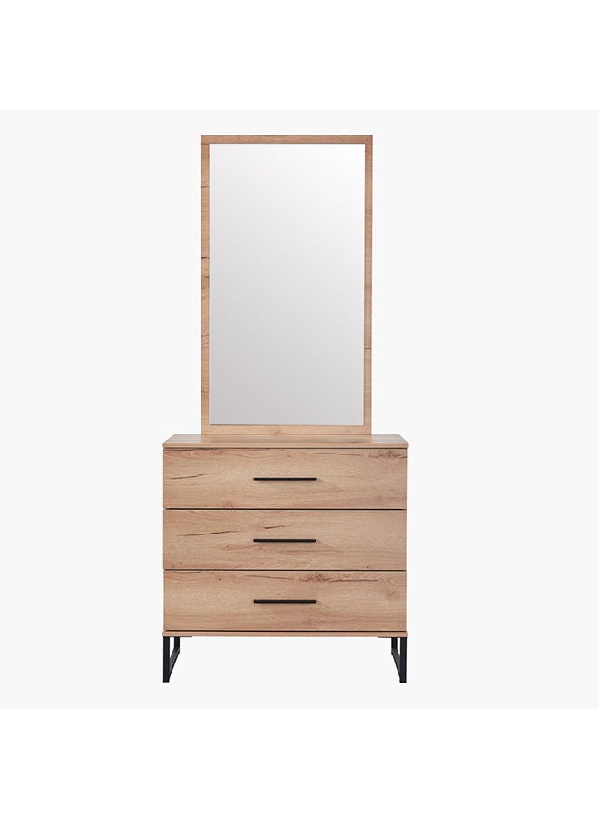 Home Box Urban 3-Drawer Young Dresser | Dressing Table | Vanity Table | Makeup Table Without Mirror Brown 39.6x78x79 cm  - Image 3