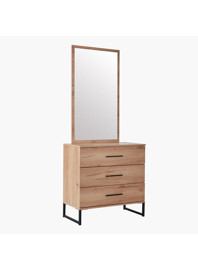 Home Box Urban 3-Drawer Young Dresser | Dressing Table | Vanity Table | Makeup Table Without Mirror Brown 39.6x78x79 cm  - Image 2