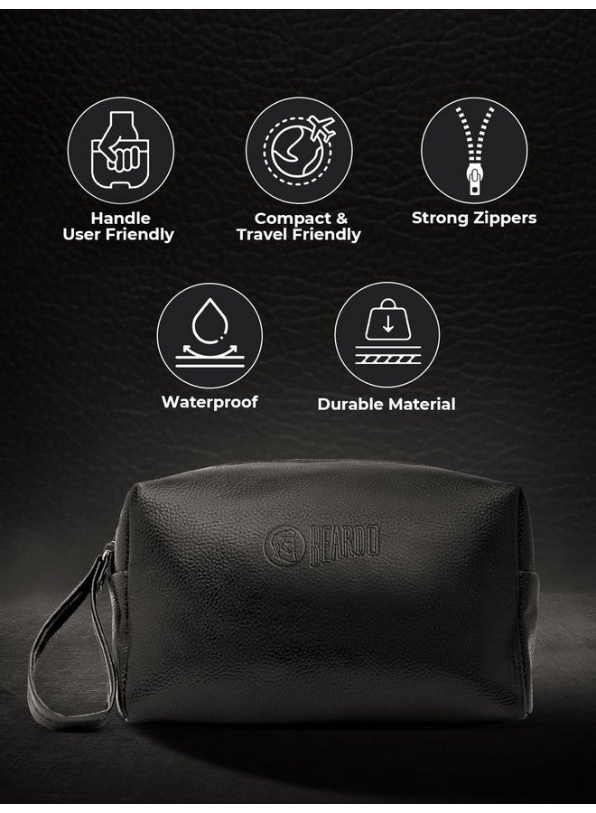 Beardo Travel Friendly Pouch for Accessories| Stylish Toiletry Organizer kit for Men & Women| Vegan Leather Waterproof Kit for Travel Essentials | Pouch and Shaving Kit Bag for Men - Image 3