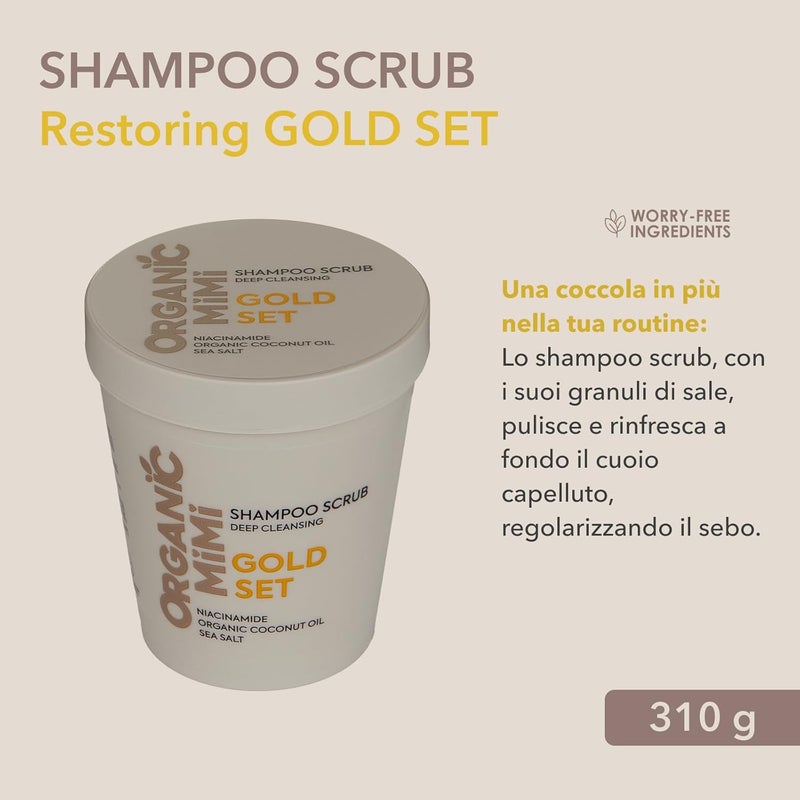 Organic Mimi Deep Cleansing Gold Set Shampoo Scrub 310g - Image 2