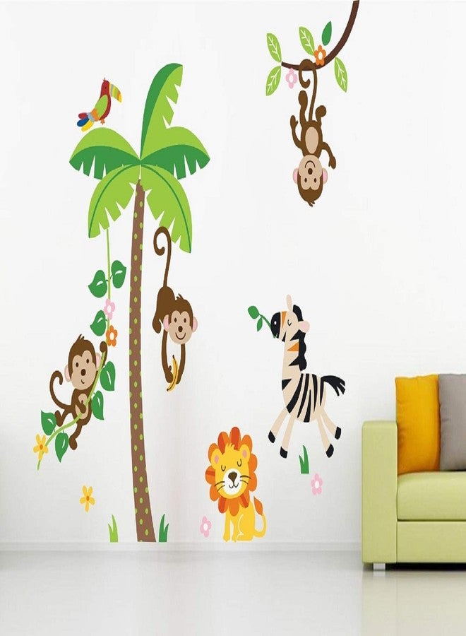 Walltech Combo of 4 Wall Sticker Bird case with Key-(122 x 70 cms) | Baby Panda-(120 x 95 cms) | Keep Your Chappal-(59 x60 cms) | Jungle-(150 x 120 cms) - Material Vinyl - Image 5