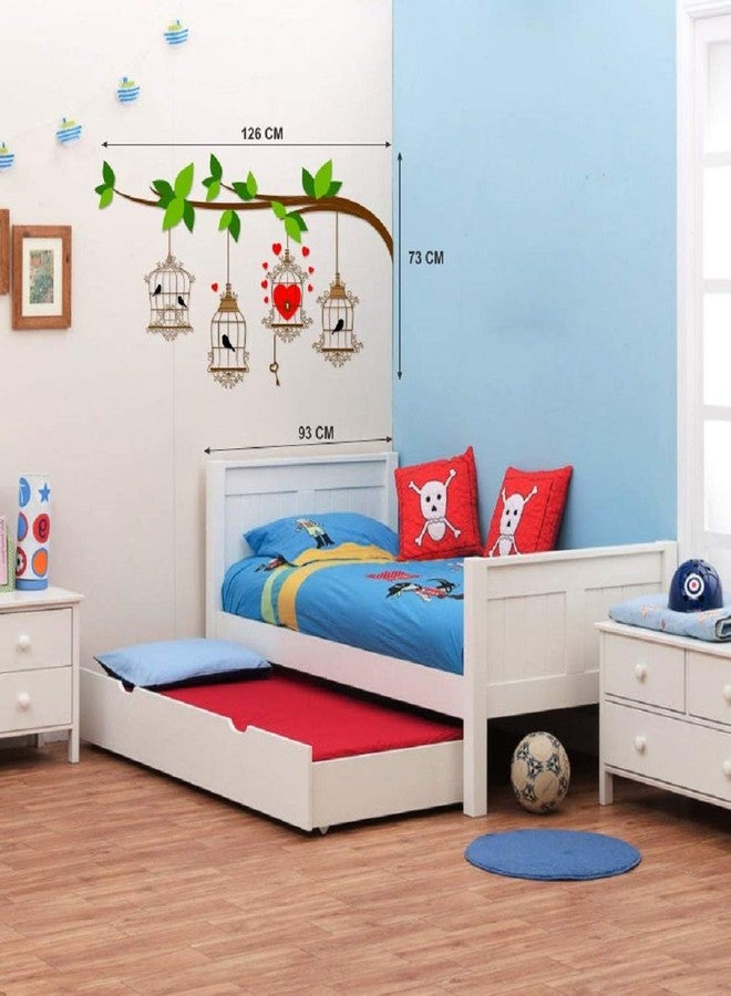 Walltech Combo of 4 Wall Sticker Bird case with Key-(122 x 70 cms) | Baby Panda-(120 x 95 cms) | Keep Your Chappal-(59 x60 cms) | Jungle-(150 x 120 cms) - Material Vinyl - Image 2