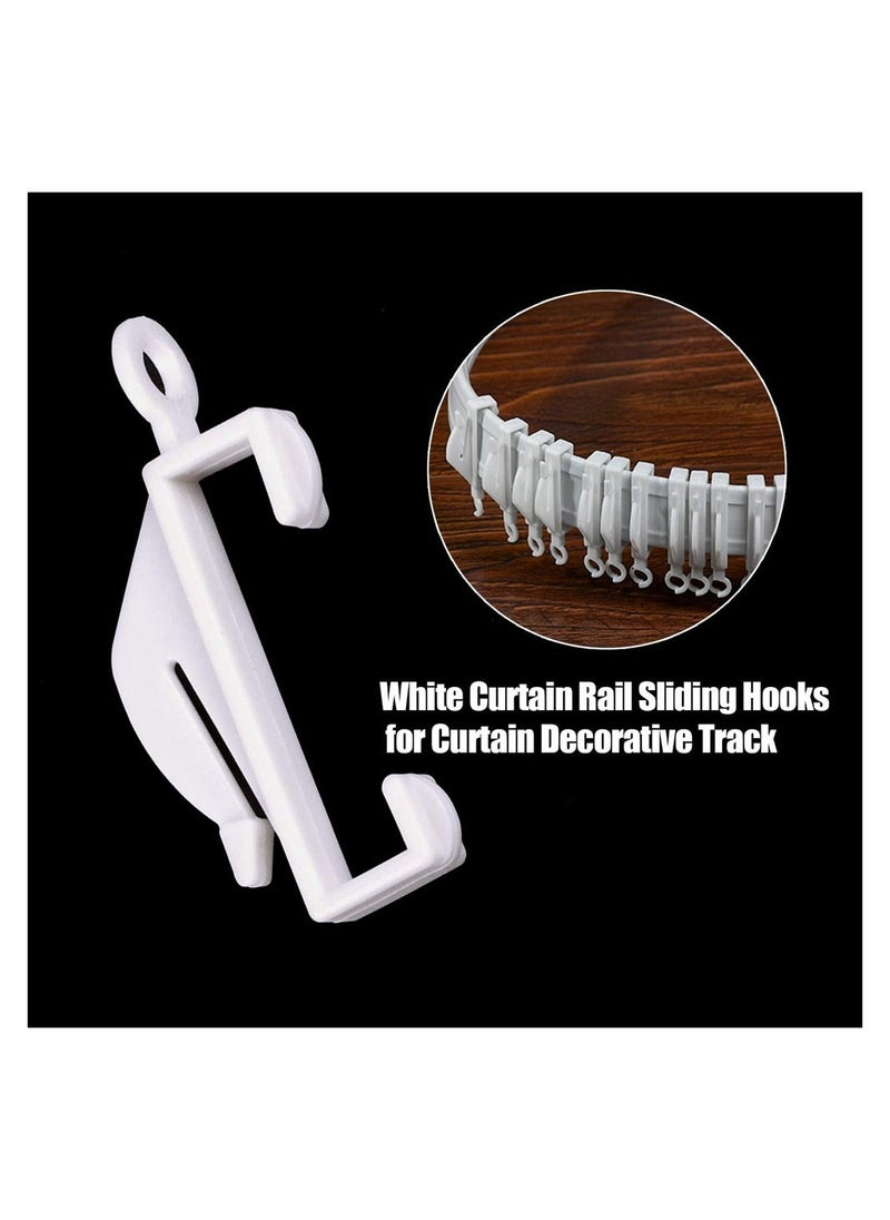 100pcs Curtain Hooks Plastic White Curtain Rail Glider Curtain Track Glider Curtains Hooks for Window Curtain Door Curtain and Shower Curtain  - Image 3