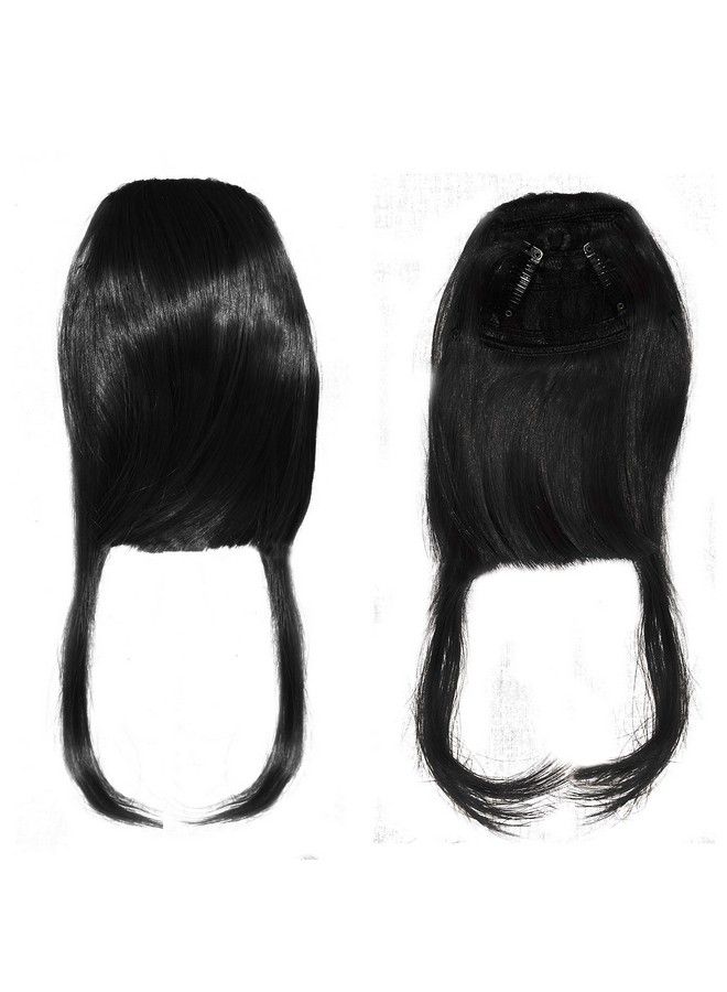 Rapidsflow Synthetic Front Hair Extensions Without Clip Hair Bang Fringe For Women And Girls With Center Cut Black - Image 4