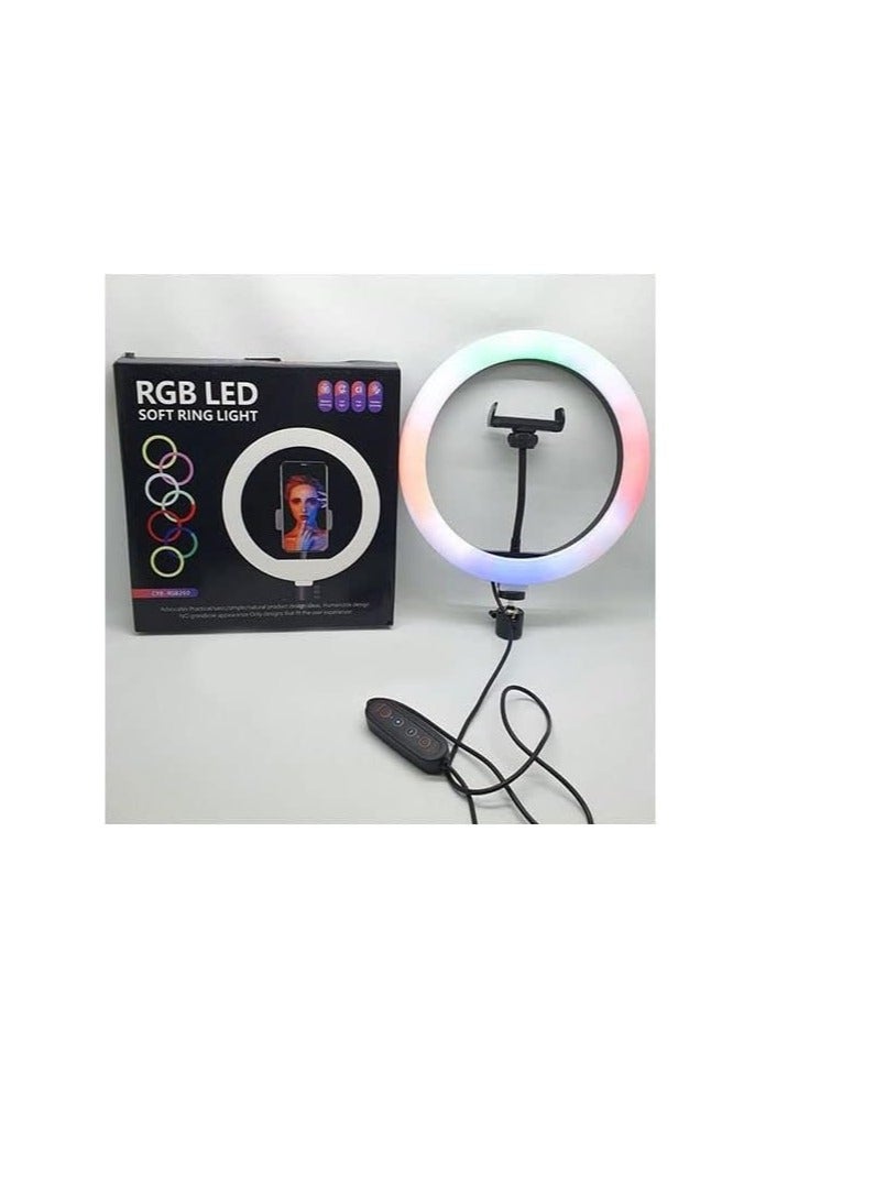 "25 cm RGB LED Ring Light (10 Color Modes) with Soft Lighting, Metal Tripod Stand, Ideal for Live Streaming & TikTok Videos, Model MJ26.00" - Image 4