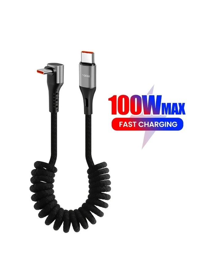Nylon Braided Spring Coiled USB Type C to Type C Data Cable - Image 3