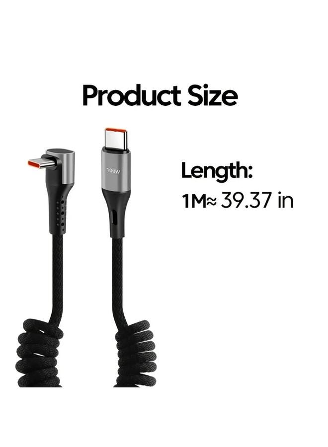 Nylon Braided Spring Coiled USB Type C to Type C Data Cable - Image 2