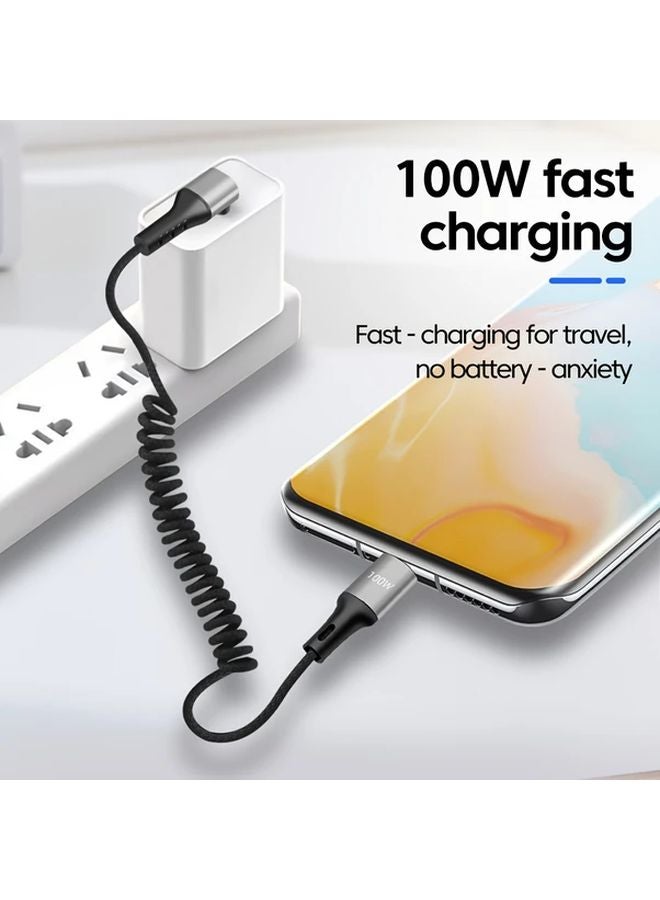 Nylon Braided Spring Coiled USB Type C to Type C Data Cable - Image 5