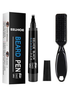 Beard Pencil Filler for Men - Beard Pen - Beard Brush Bristle Waterproof & Sweatproof - Natural Long-lasting Coverage Mustache Kit - Enhance Facial Hair Styling Thickener Shape & Define Colour