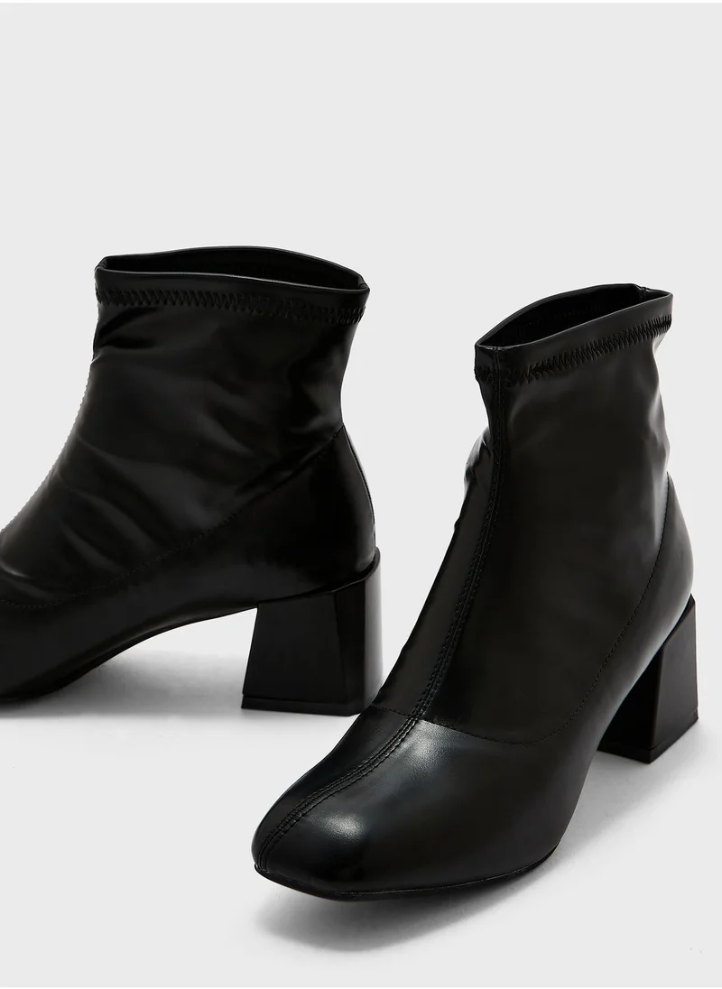 ELLA Rounded Point Sock Ankle Boot