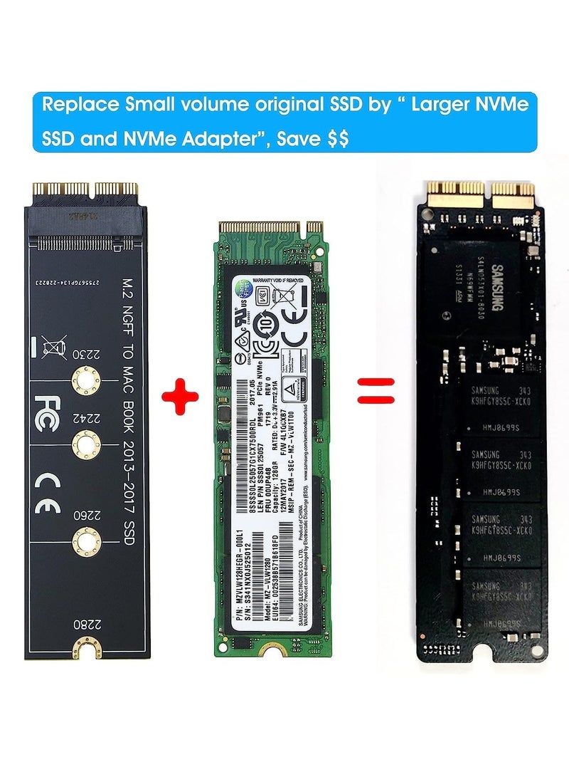 Atzin M.2 NVMe SSD to 12+16 Pin Upgrade Adapter for MacBook Air (2013-2017 Year) A1465 A1466 and Mac Pro (Late 2013-2015 Year) (EPL-404HS-2pcs) - Image 2