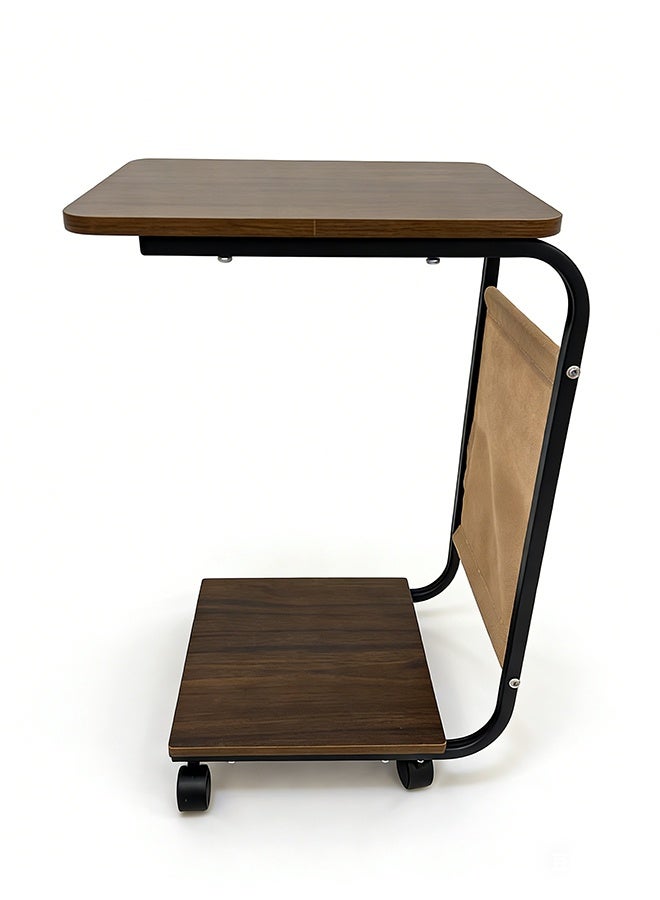 Migue home Modern Coffee Table and Side Table for Living Room or Bedroom, Easy Assembly,40cm L x 28cm W x 55cm H, Walnut Color - Image 1