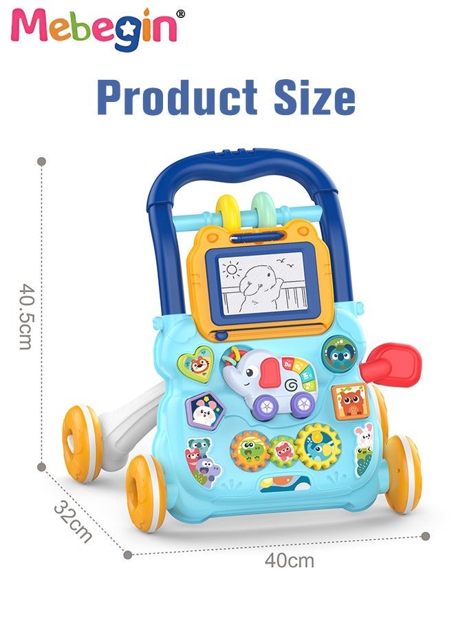 MEBEGIN 2 in 1 Baby Walker with Fun-filled Activity Panel, Multifunctional Push Along Walker with Drawing Board, Music Walker for Toddler, Early Educational Child Activity Center, Ideal Support for Babies' First Steps - Image 3