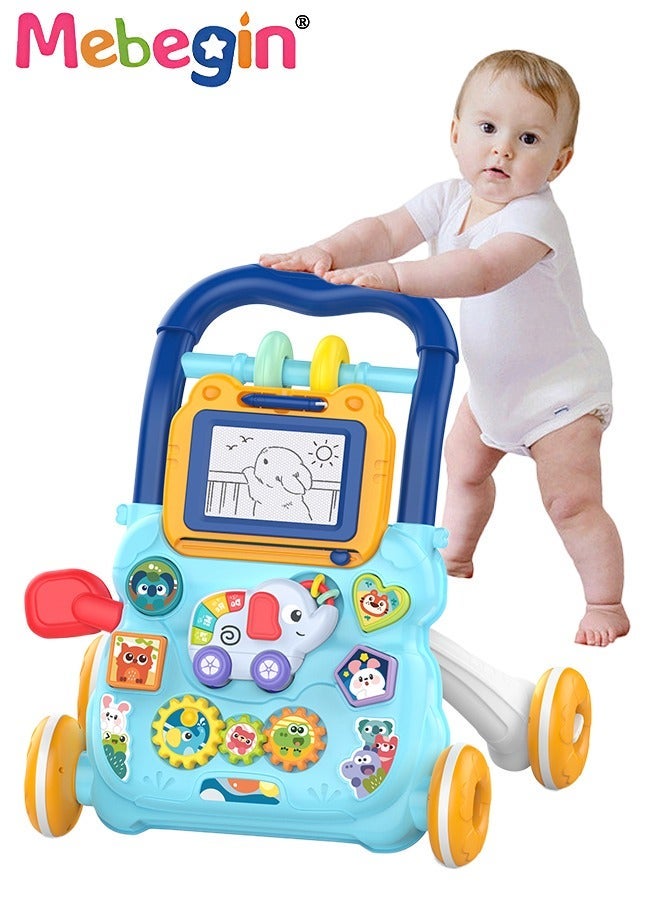 MEBEGIN 2 in 1 Baby Walker with Fun-filled Activity Panel, Multifunctional Push Along Walker with Drawing Board, Music Walker for Toddler, Early Educational Child Activity Center, Ideal Support for Babies' First Steps - Image 2